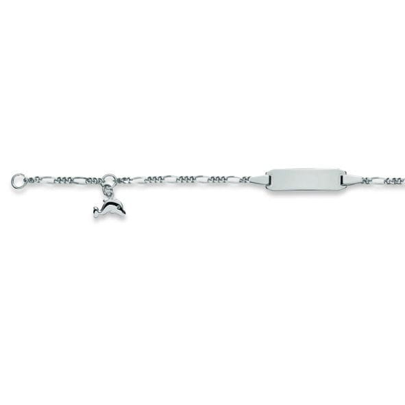 Identitäts-Bracelets Figaro Delfin Silber 925 Rhodiniert 08-1406