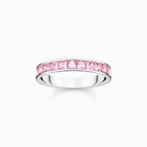 Thomas Sabo Ring mit pinken Steinen Pavé Silber