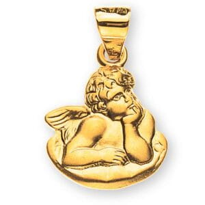 Medaille Engel auf Wolke Gelbgold 18 Karat