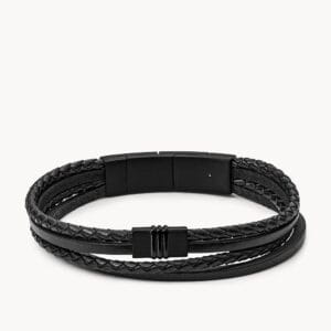 Fossil Herren Armband Multi-Strand Black Leather