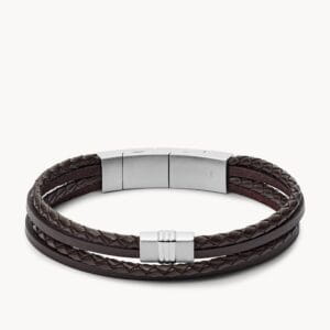 Fossil Herren Armband Brown Multi-Strand Braided Leather Bracelet