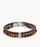 Fossil Herren Armband Tiger's Eye and Brown Leather Bracelet