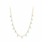 Vergoldete Halskette Aus Silber Mit Kleinen Tropfen Von Türkis-Perlen cod012-CDORE-Turquoise