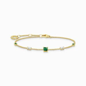 Thomas Sabo Armband mit grünen und weißen Steinen gold