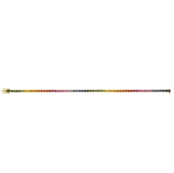 Rainbow Tennis-Armband Gelbgold 750 mit 60 runden Saphiren 6.19ct. 4-Griff