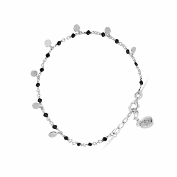 SilberArmband Mit Kleinen Perlen und Schwarzem Spinell Brd011an