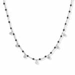 Silberne Halskette Mit Kleinen Perlen und Schwarzem Spinell cod013-Chrodie-Black