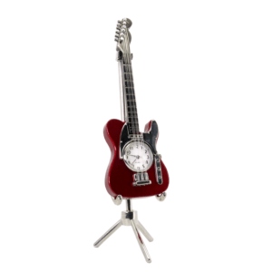 Miniaturuhr Gitarre bordeaux