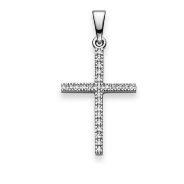 Kreuz Anhänger Silber mit Zirkonia 13-2102