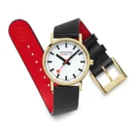 Mondaine Classic Schwarzes Veganes Traubenleder