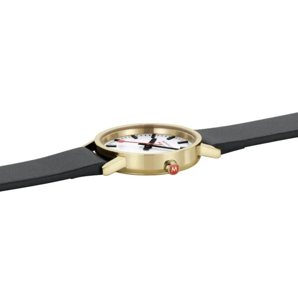 Mondaine Classic Schwarzes Veganes Traubenleder