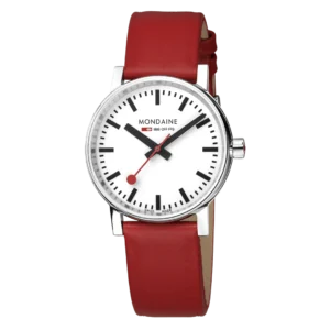 Mondaine evo2 Rotes Veganes Trauben Leder, 35 mm
