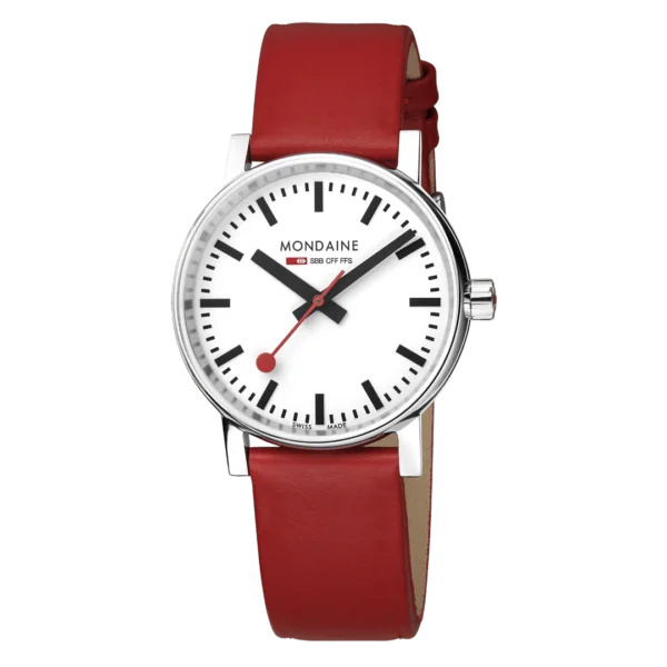 Mondaine evo2 Rotes Veganes Trauben Leder, 35 mm
