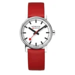 Mondaine evo2 Rotes Veganes Trauben Leder, 35 mm