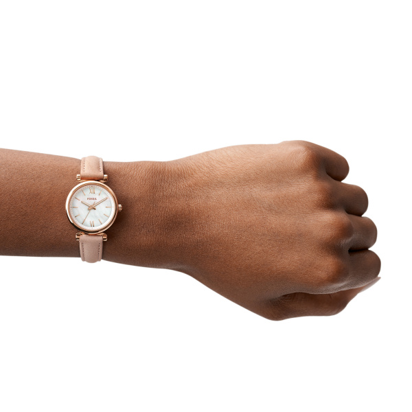 Fossil Damenuhr Carlie Mini Leder Rosé